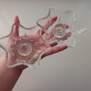 2pc Glass Star Shaped Candle Holders